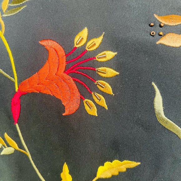 Josephine Chaus Silk Embroidered Pants Floral Set - Picture 7 of 13